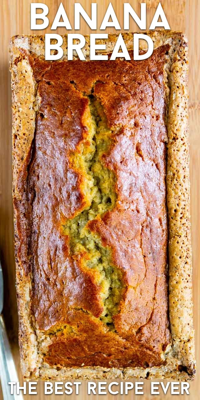 best banana bread recipe overhead photo