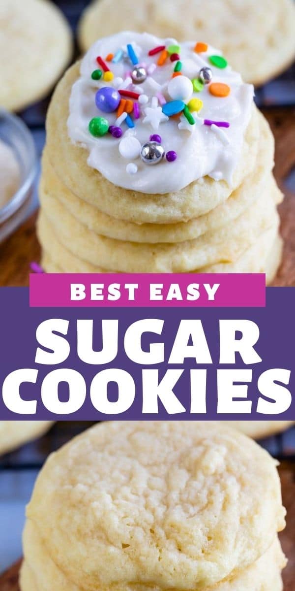 Photo collage of the best easy sugar cookies with recipe title in middle