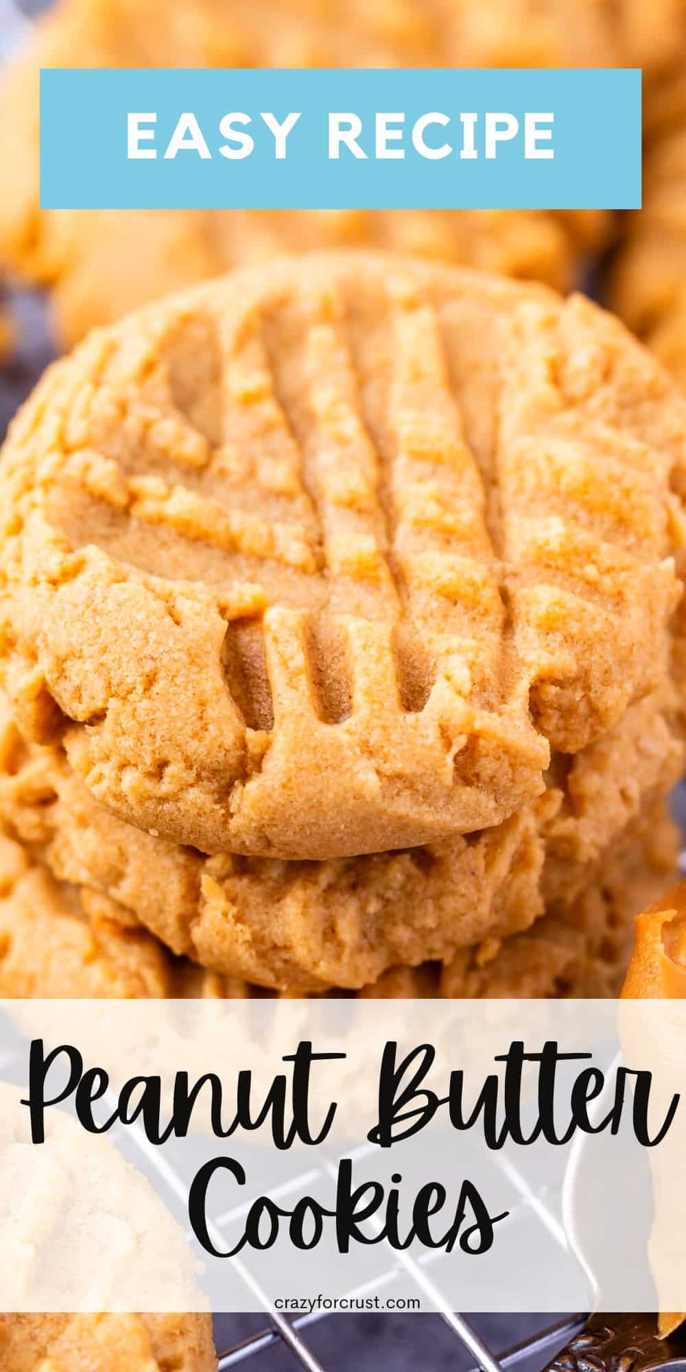 stack of 3 peanut butter cookies with words on photo